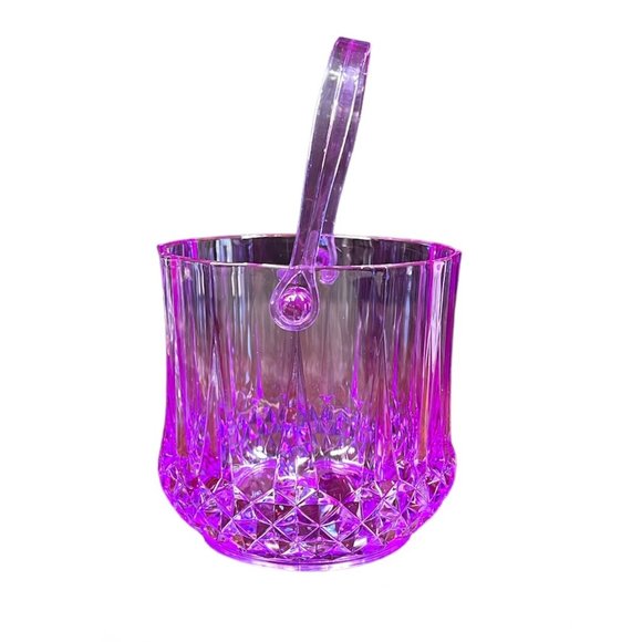 Diamond Embossed 2 Piece Serving Ice Bucket & Tong Set Shatter Resistant Purple - Picture 7 of 11